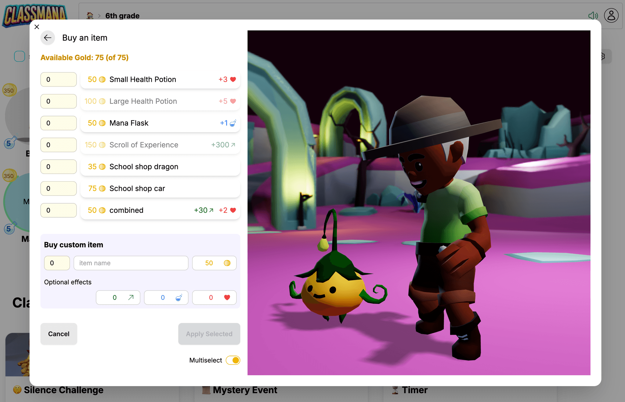Interruttore modalità multiselezione per gli acquisti nel negozio