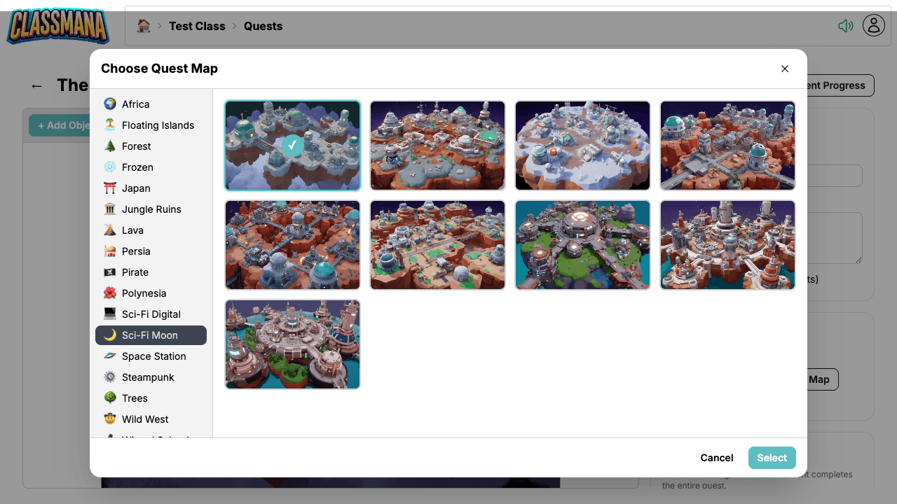 Selettore mappe quest
