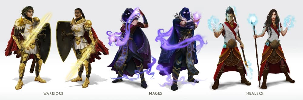 Le tre classi di eroi di Classcraft: Guardian, Healer e Mage