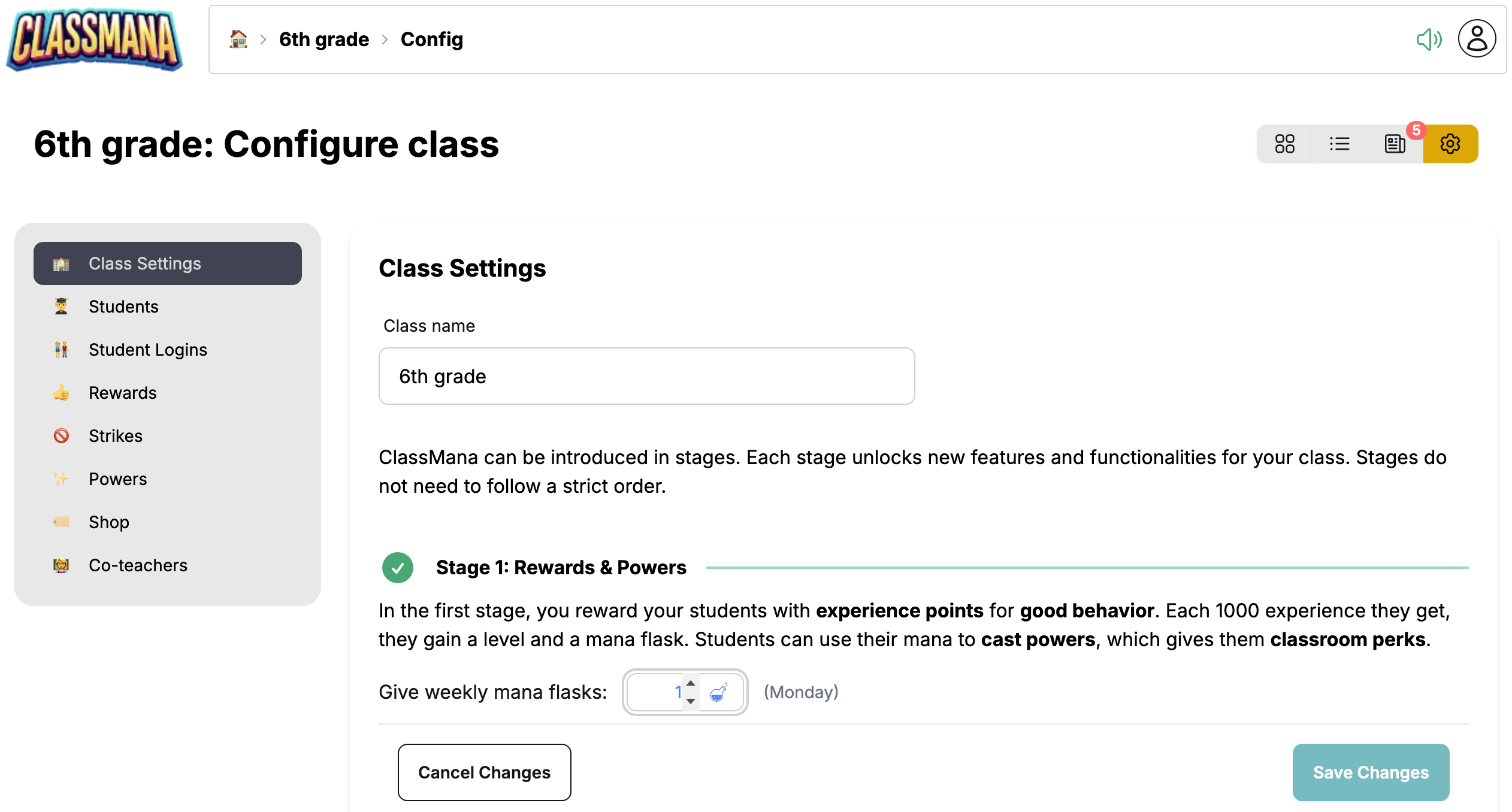 Configurazione programma settimanale del mana