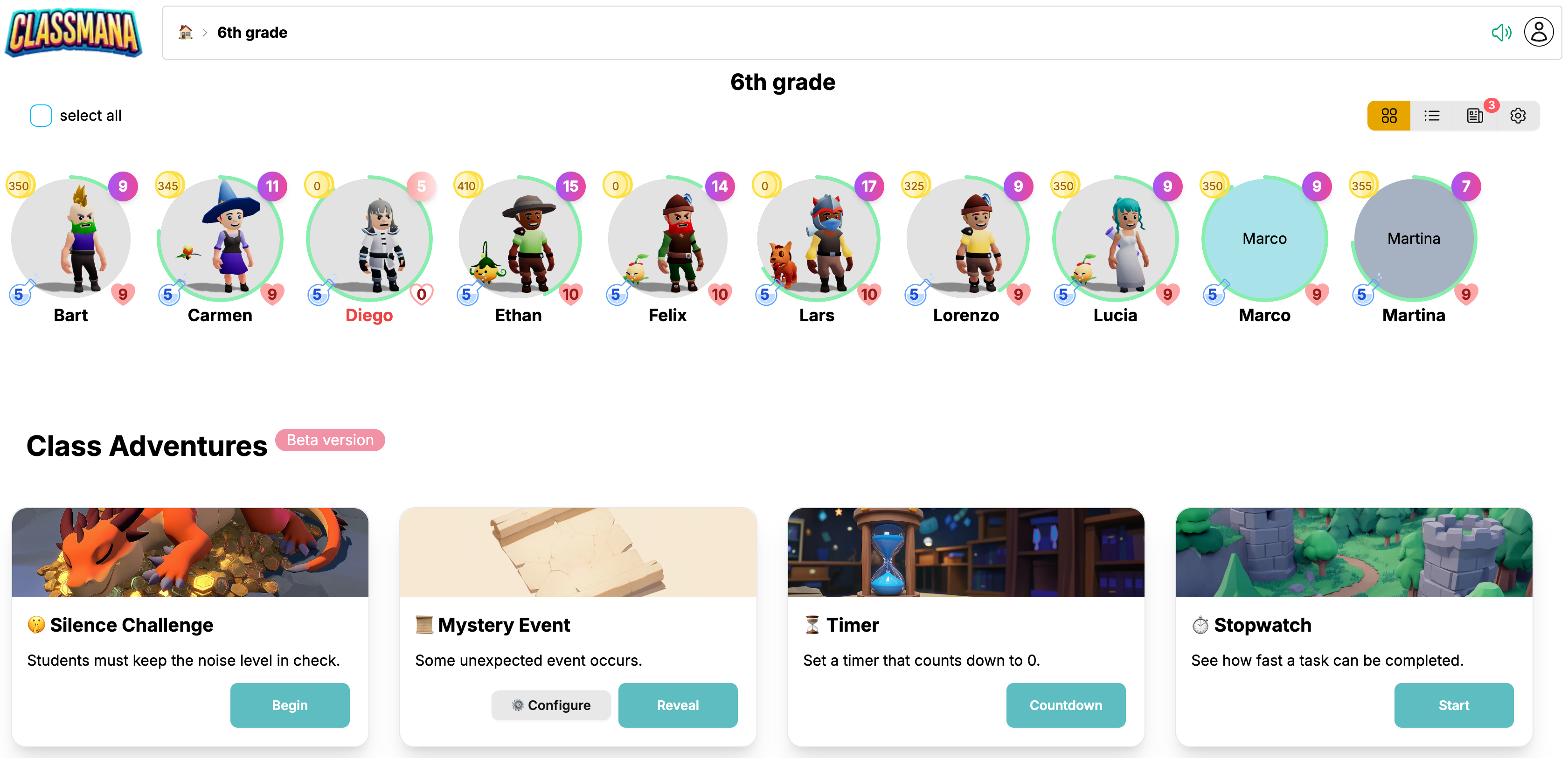 Accesso alla Sfida del Silenzio delle Avventure di Classe