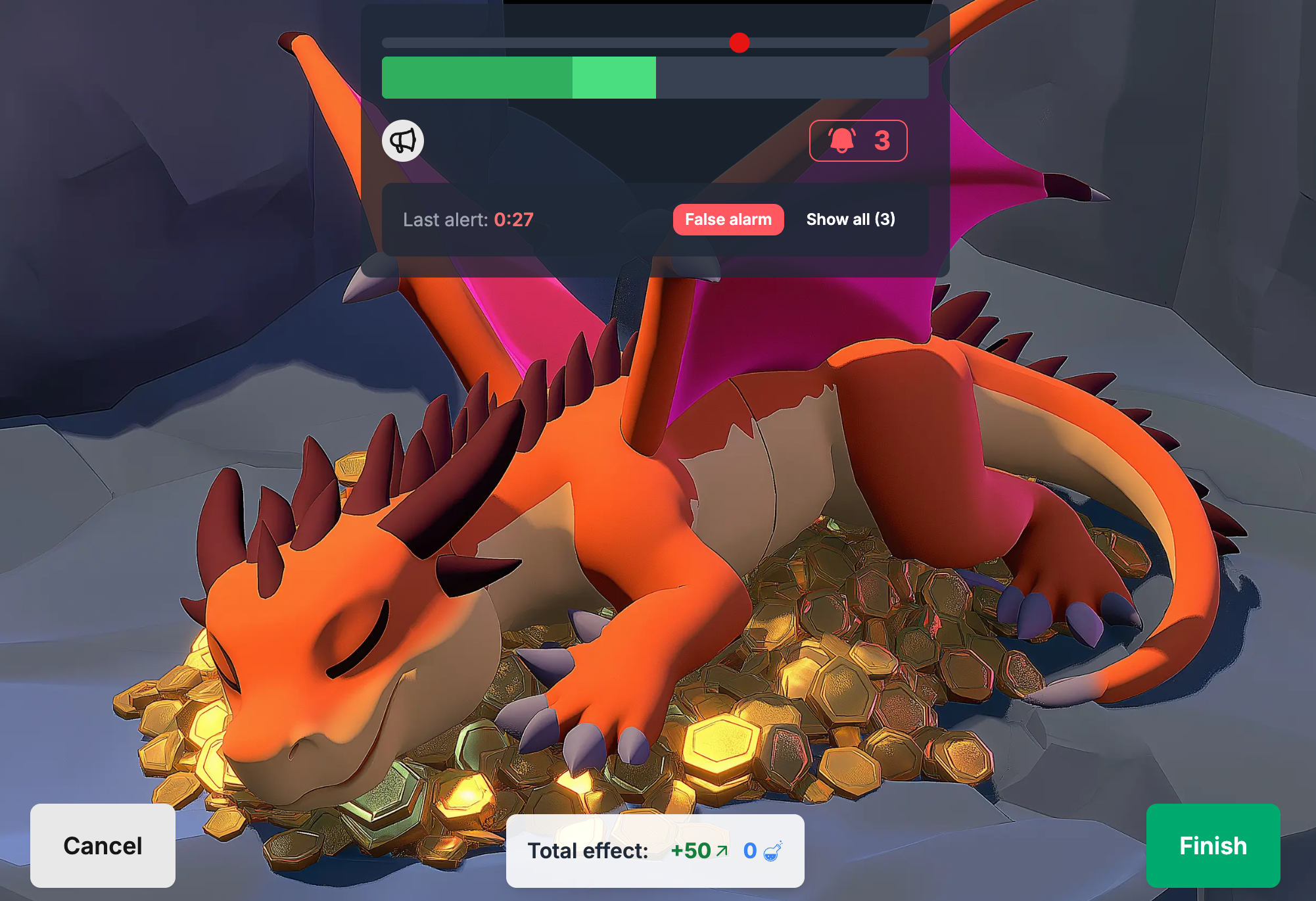 Drago che dorme pacificamente sullo sfondo